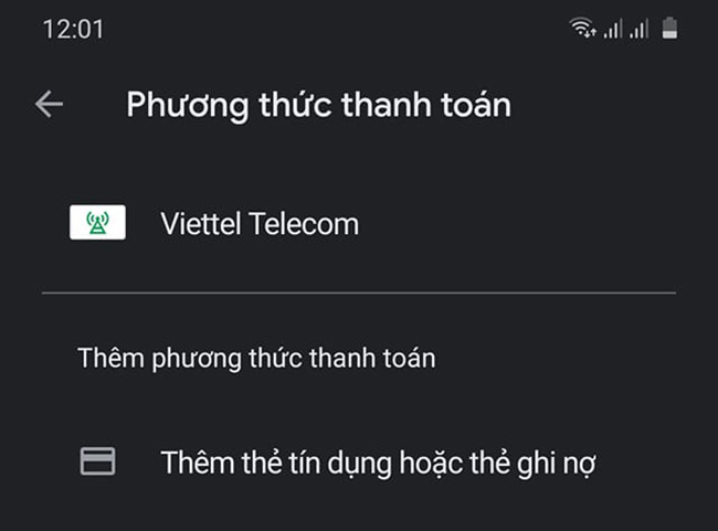 Cách thanh toán Google Play bằng Viettel