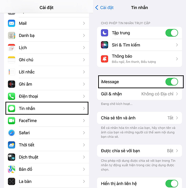 imessage viettel la gi