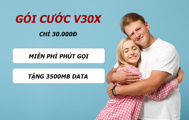 Gói cước V30X Viettel chỉ 30K tặng 3.5GB, miễn phí gọi dang ky goi cuoc v30x cua viettel