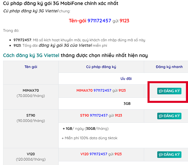Cách đăng ký 3G Viettel Online trên Website Cách đăng ký 3G Viettel Online trên Website