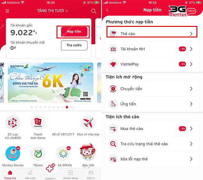 cách nạp thẻ qua ứng dụng My Viettel cách nạp thẻ qua ứng dụng My Viettel