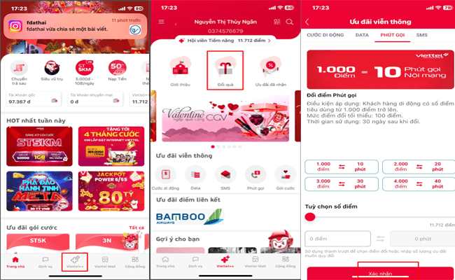 Mách bạn cách đổi điểm Viettel++ sang phút gọi Miễn Phí chi tiet cach thuc hien