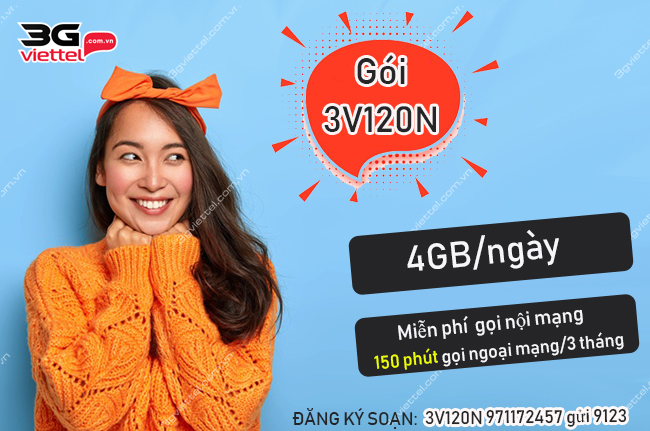 Đăng ký gói 3V120N Viettel Đăng ký gói 3V120N Viettel