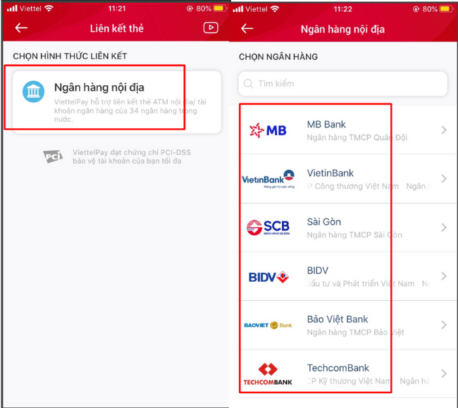 lien ket ngan hang voi viettel pay