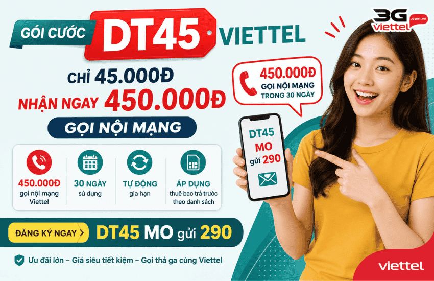 goi cuoc dt45 viettel