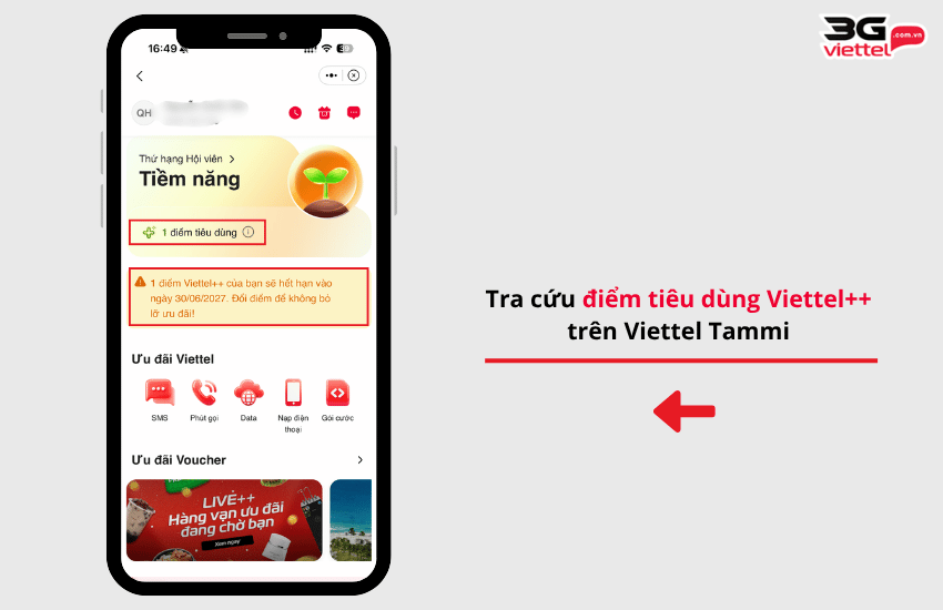 kiem tra diem tieu dung tren viettel tammi