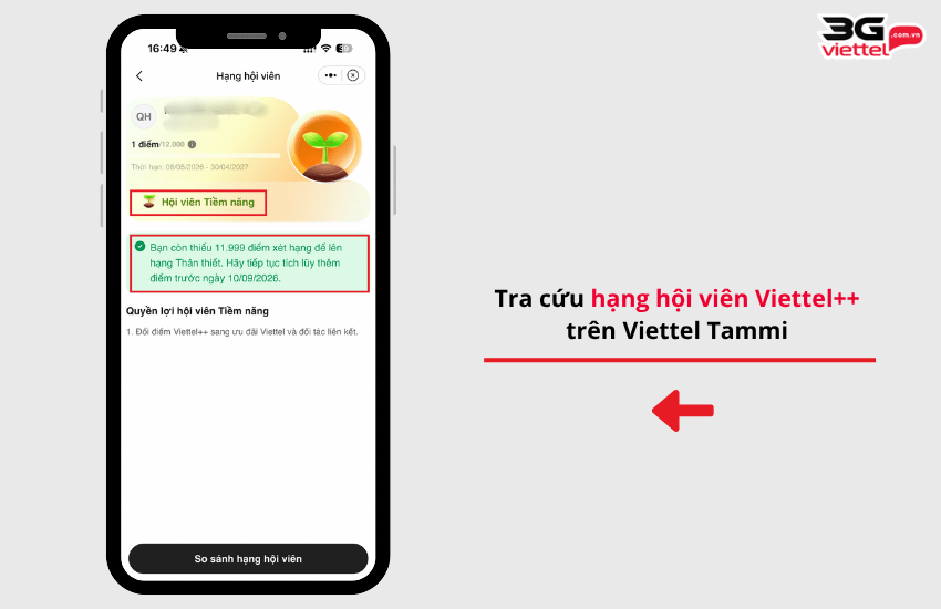 kiem tra hang hoi vien tren viettel tammi