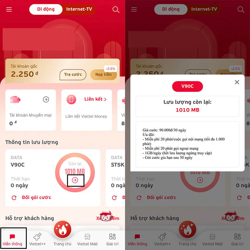 kiem tra goi 4g viettel dang dung