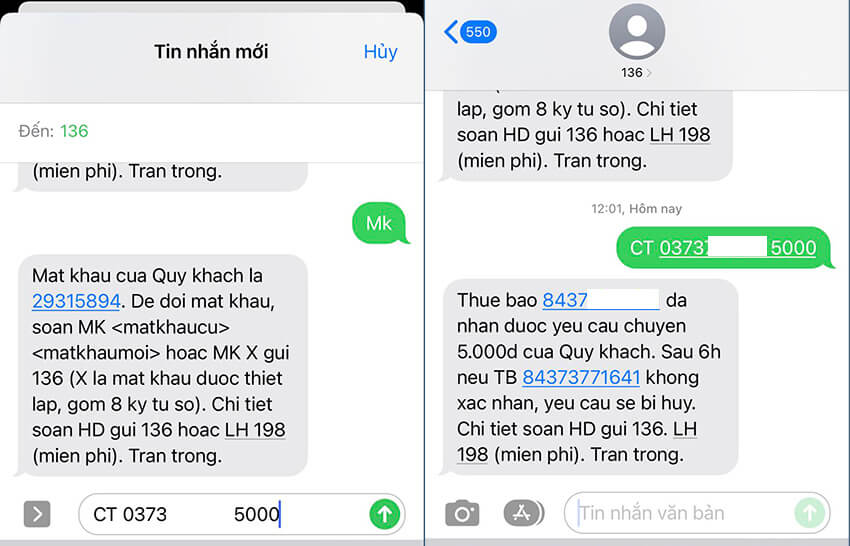 gui yeu cau chuyen tien viettel