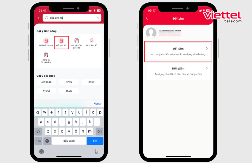 doi sim 4g my viettel