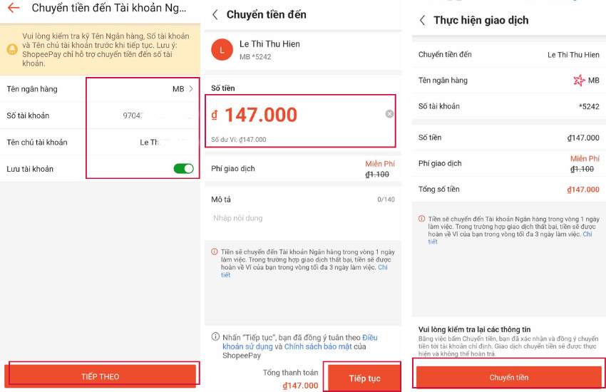 Chuyen tien tu ShopeePay sang Viettel Money