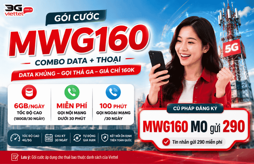 goi cuoc mwg160 viettel
