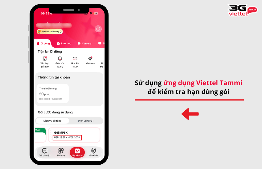 kiem tra han dung goi cuoc tren viettel tammi